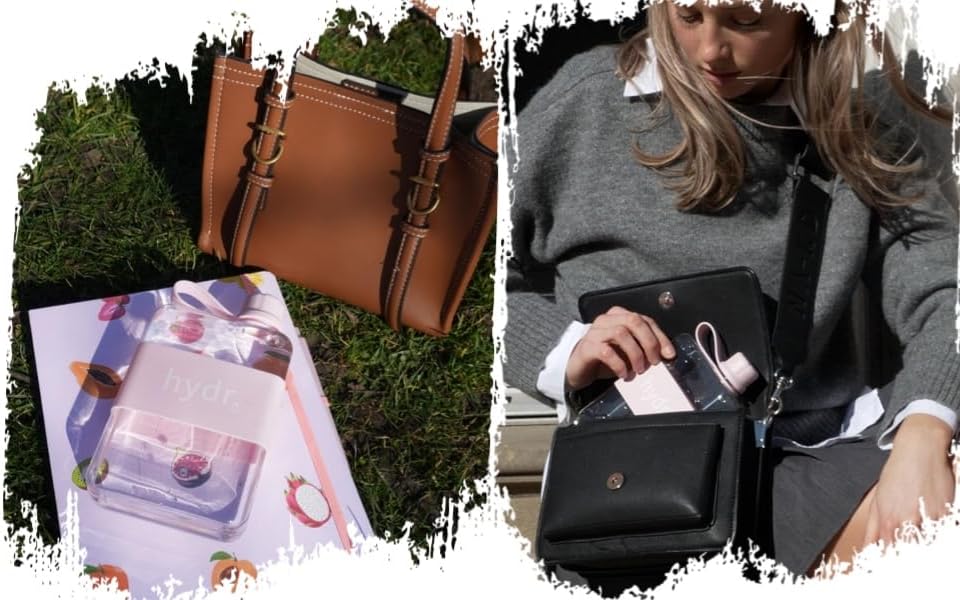 hydr | 17oz Flat Water Bottle For Purse & Flexible Cleaning Brush | Tritan BPA Free Square Water Bottle | Leak/Drop Proof Slim Water Bottles For Travel, small water bottles mini (Pink) - Image 6