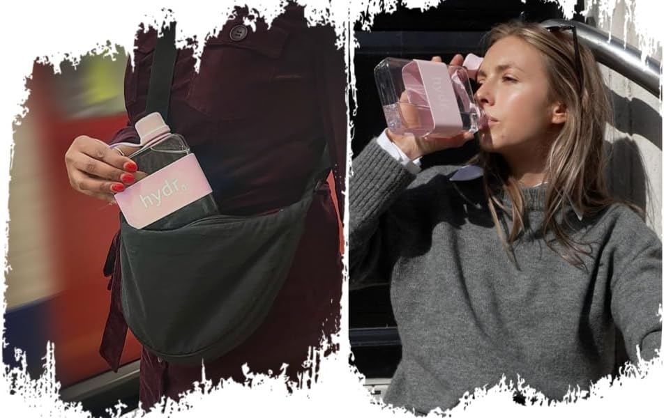 hydr | 17oz Flat Water Bottle For Purse & Flexible Cleaning Brush | Tritan BPA Free Square Water Bottle | Leak/Drop Proof Slim Water Bottles For Travel, small water bottles mini (Pink) - Image 7